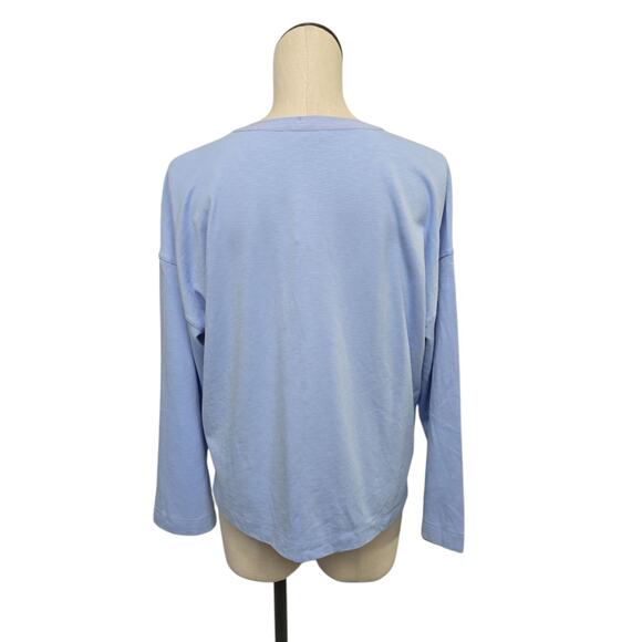 NWT Madewell Womens Bombay Relaxed Henley Long Sleeve Top Blue Size Medium NU850 - Picture 2 of 9